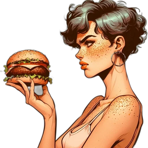 food, comic book art, concept art, photorealistic transparent PNG cut-out