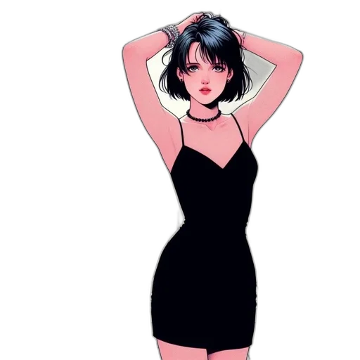 dress, cartoon, comic book art, anime transparent PNG cut-out