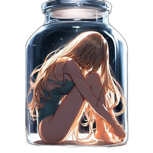 bottle, dress, hair, mask transparent PNG cut-out