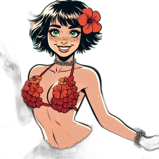 dress, flower, cartoon, concept art transparent PNG cut-out