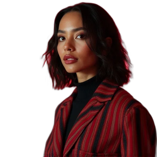 jacket, hair, face, staff transparent PNG cut-out