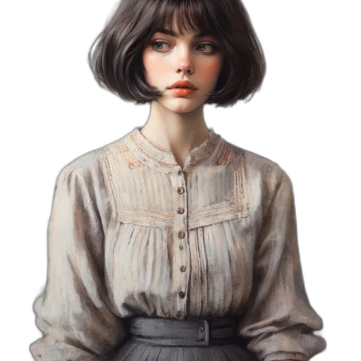 dress, face, jacket, hair transparent PNG cut-out