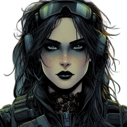 comic book art, concept art, cyberpunk, cartoon transparent PNG cut-out