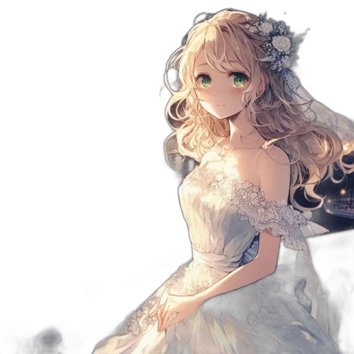 dress, crown, flower, face transparent PNG cut-out