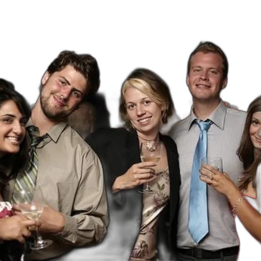 staff, city street, group, friends transparent PNG cut-out
