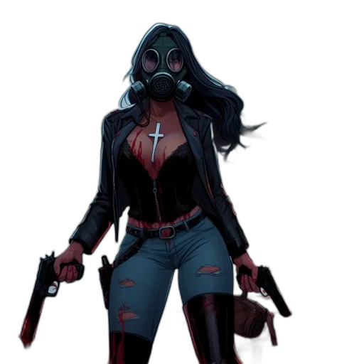 jacket, mask, weapon, concept art transparent PNG cut-out