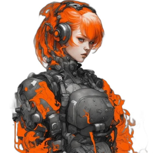 robot, jacket, face, cyberpunk transparent PNG cut-out