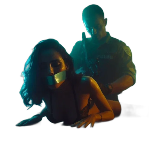 concept art, underwater, neon lights, fire transparent PNG cut-out