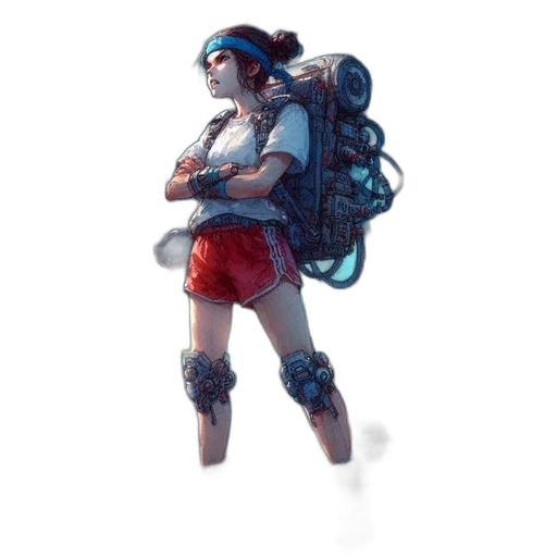 robot, staff, weapon, jacket transparent PNG cut-out