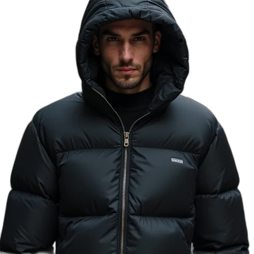 jacket, thermo, mens, hooded transparent PNG cut-out