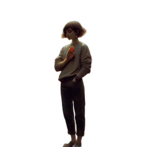 jacket, staff, flower, robot transparent PNG cut-out