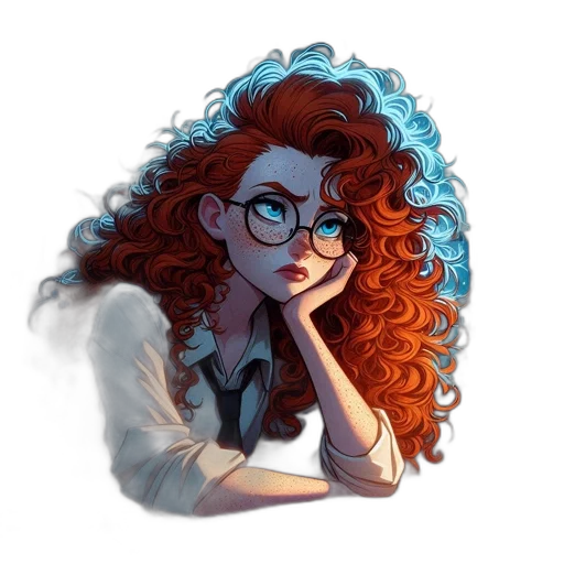 hair, staff, face, comic book art transparent PNG cut-out