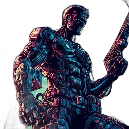robot, weapon, comic book art, concept art transparent PNG cut-out