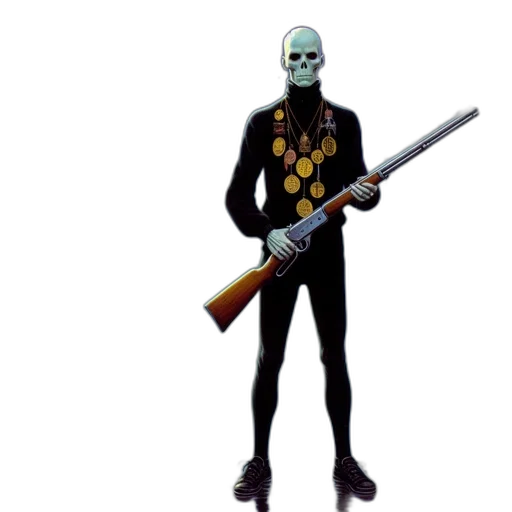 weapon, staff, mask, jacket transparent PNG cut-out