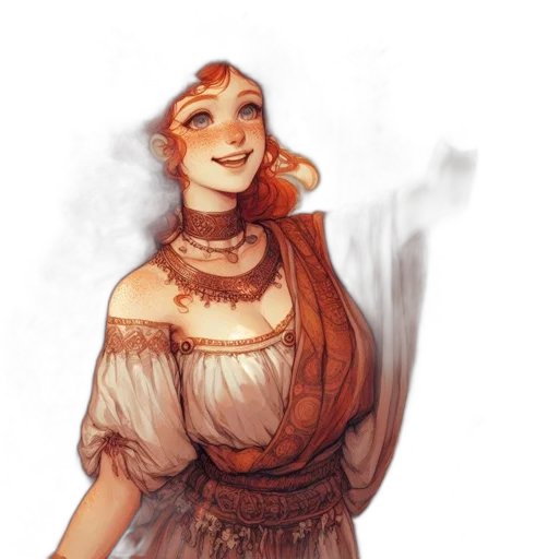dress, staff, face, fantasy art transparent PNG cut-out