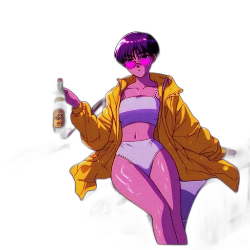 jacket, bottle, dress, cyberpunk transparent PNG cut-out