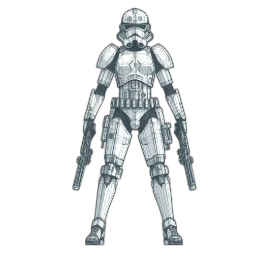 robot, weapon, concept art, 3d render transparent PNG cut-out