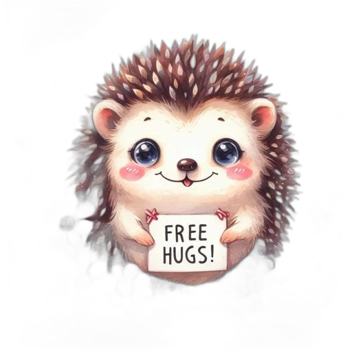illustration, features, hedgehog, offering transparent PNG cut-out