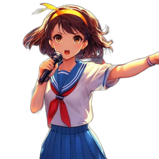 dress, weapon, staff, anime transparent PNG cut-out
