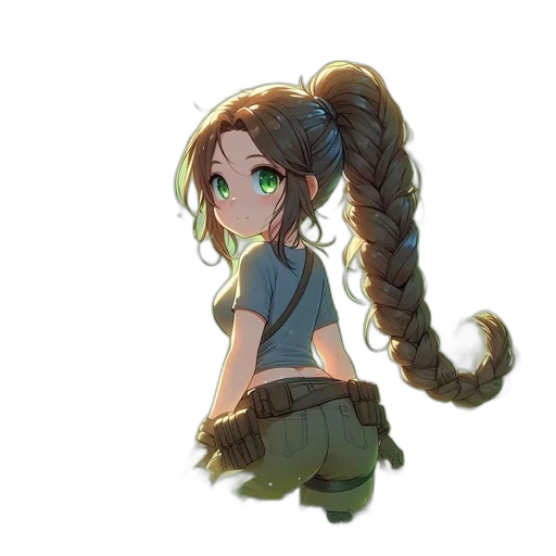 staff, hair, dress, weapon transparent PNG cut-out