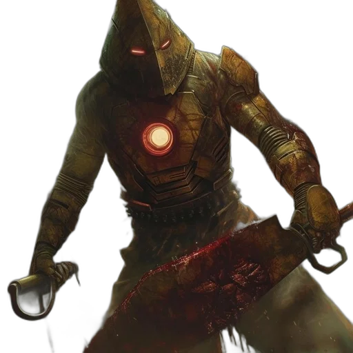 robot, mask, staff, creature transparent PNG cut-out