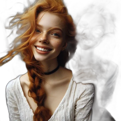 hair, face, dress, photorealistic transparent PNG cut-out