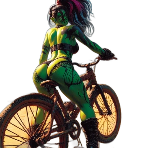 concept art, comic book art, cyberpunk, green transparent PNG cut-out