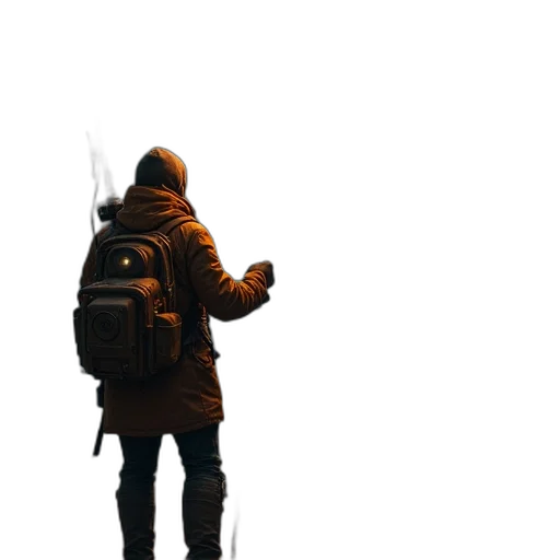 jacket, weapon, staff, robot transparent PNG cut-out