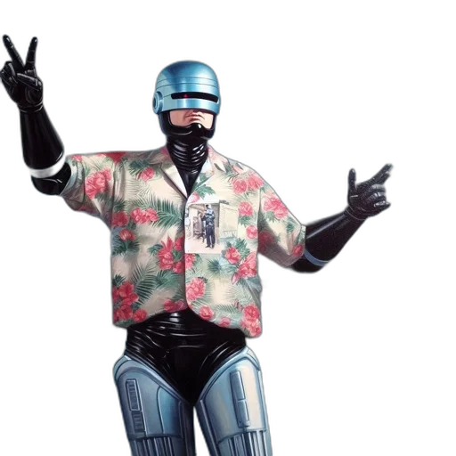 robot, jacket, vaporwave, concept art transparent PNG cut-out