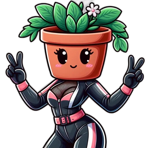 flower, robot, crown, pixel art transparent PNG cut-out