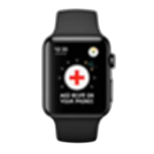 smartwatch, black, strap, displayed transparent PNG cut-out