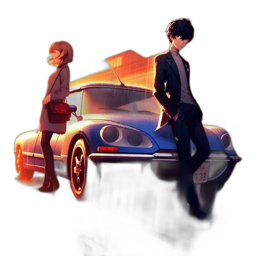 car, concept art, anime, watercolor transparent PNG cut-out