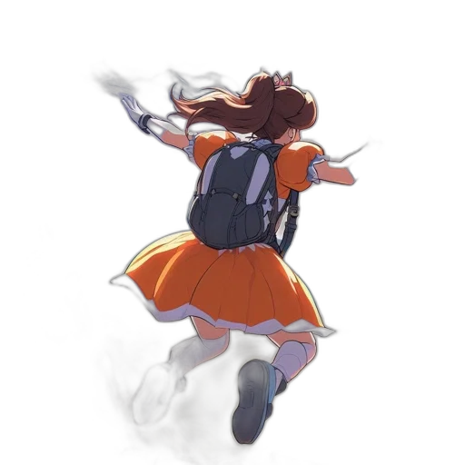 dress, jacket, staff, hair transparent PNG cut-out
