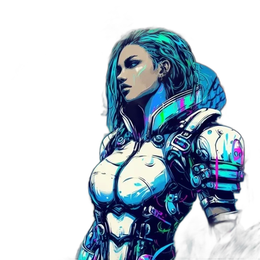 robot, dress, fantasy art, cyberpunk transparent PNG cut-out