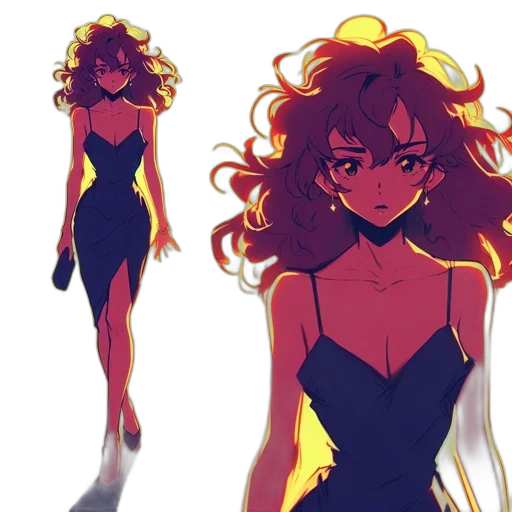 dress, concept art, anime, comic book art transparent PNG cut-out