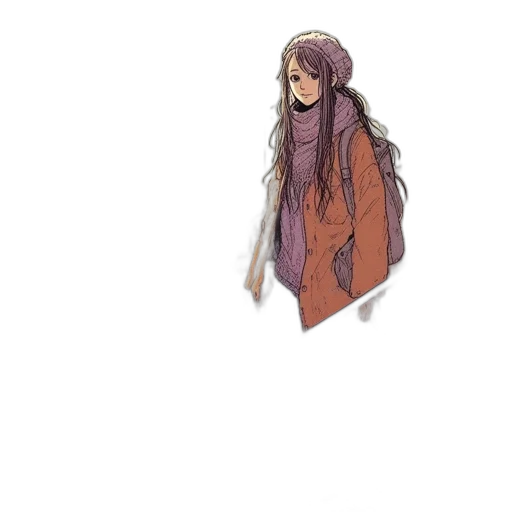 jacket, hair, dress, staff transparent PNG cut-out