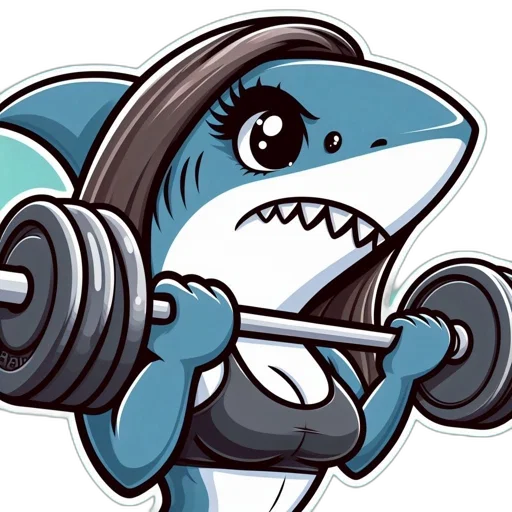 cartoon, shark-human, hybrid, lifts transparent PNG cut-out