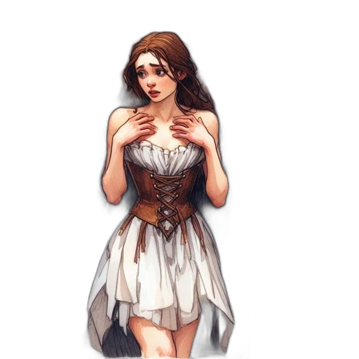 dress, jewelry, staff, face transparent PNG cut-out