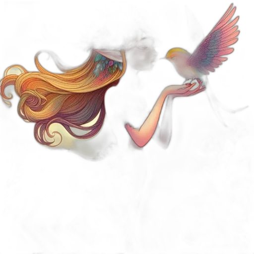 dragon, hair, staff, mask transparent PNG cut-out