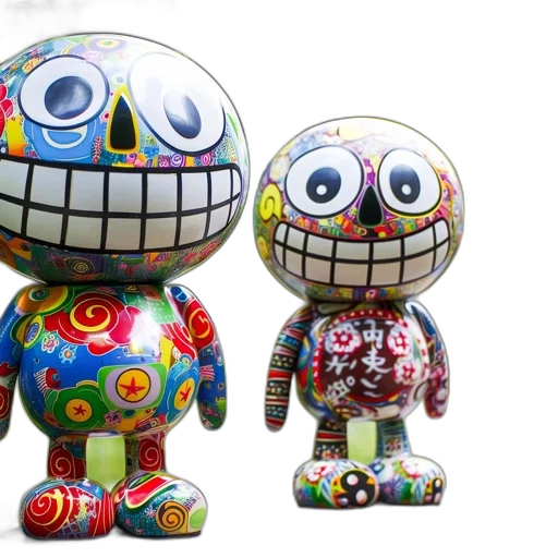 3d render, two, colorful, figurines transparent PNG cut-out
