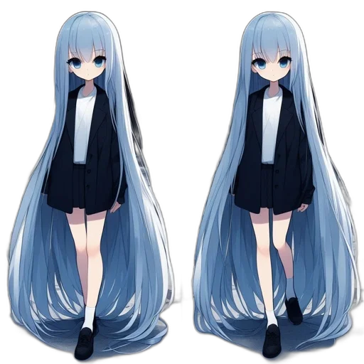 hair, dress, creature, staff transparent PNG cut-out