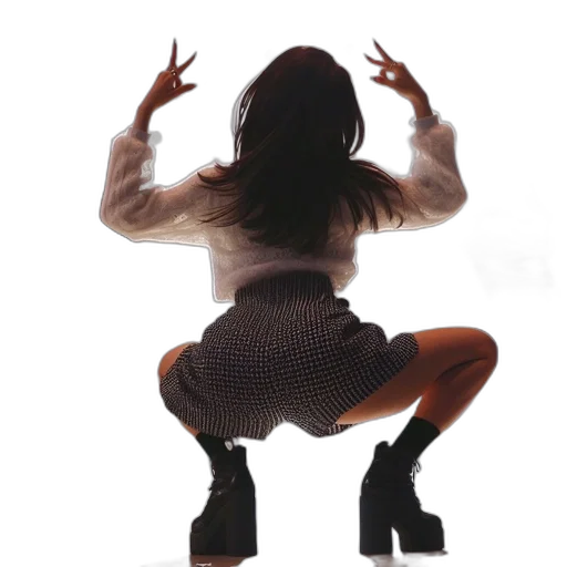 jacket, dress, shoes, hair transparent PNG cut-out