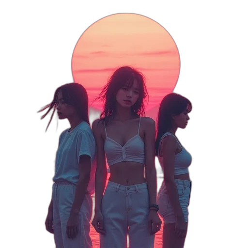 jacket, dress, umbrella, vaporwave transparent PNG cut-out