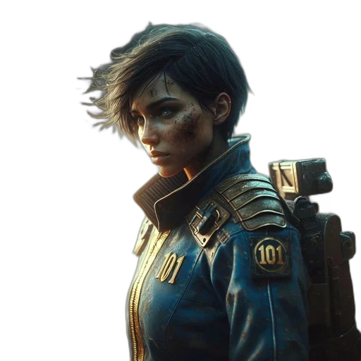 jacket, face, staff, weapon transparent PNG cut-out