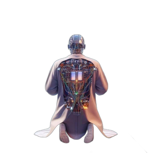 robot, jacket, sword, staff transparent PNG cut-out