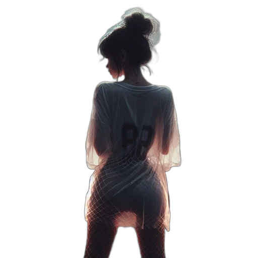 dress, jacket, hair, staff transparent PNG cut-out