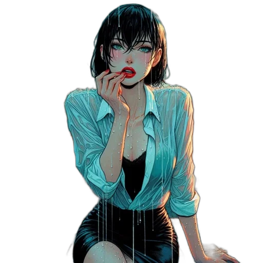 dress, jacket, comic book art, concept art transparent PNG cut-out