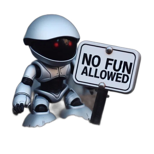robot, 3d render, small, silver-and-black transparent PNG cut-out
