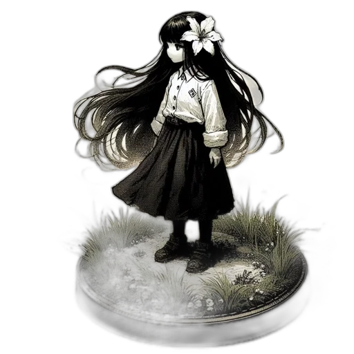 creature, dress, hair, concept art transparent PNG cut-out