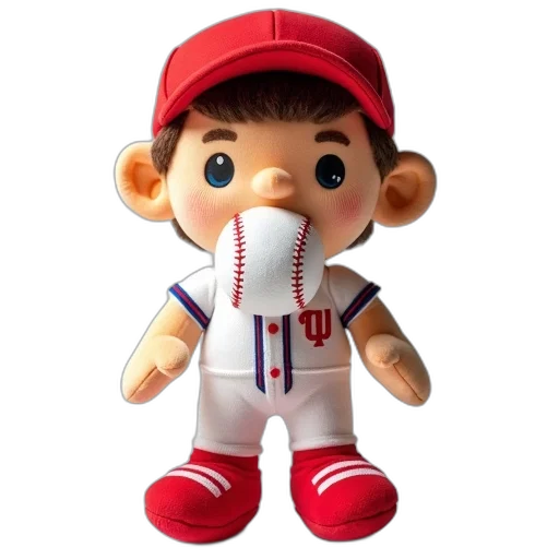 3d render, plush, toy, baseball transparent PNG cut-out
